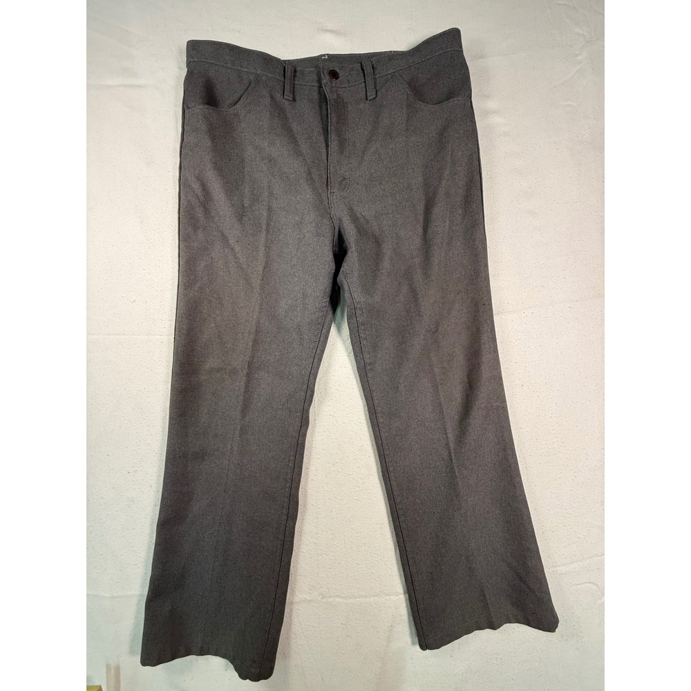 VTG Wrangler Dress Pants Mens 35x28 Gray Excellent Western Twill Flat Front Boot